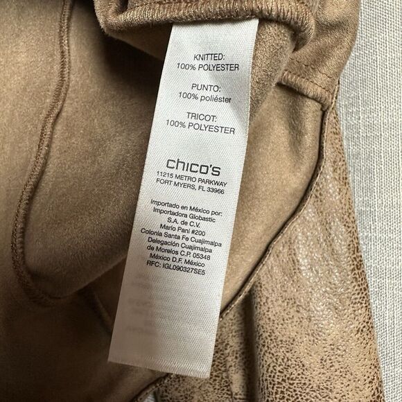 2/$30 Chicos Faux Suede Leather Open Front Jacket Size L Brown Boho Western - Picture 5 of 11